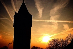 Wasserturm im Sonnenuntergang